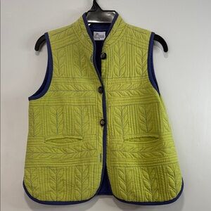 Quilted Green Vest with Blue Trim